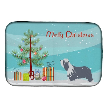 Carolines Treasures Bearded Collie Dog Merry Christmas Tree Dish Drying Mat BB2935DDM